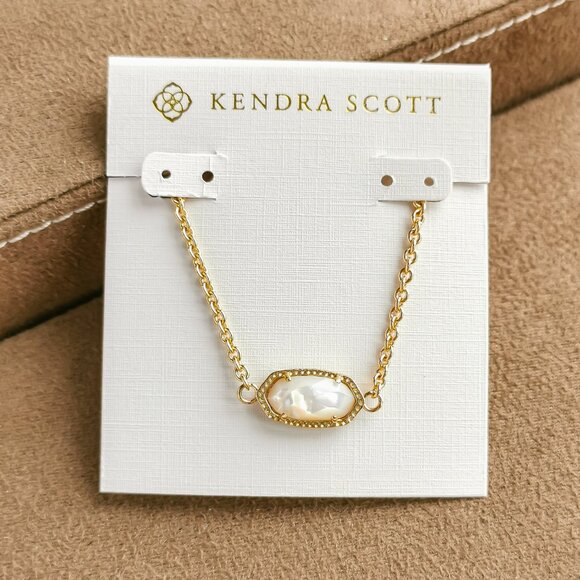 Kendra Scott Elaina Adjustable Chain Bracelet, Gold Ivory Pearl - Picture 2 of 3